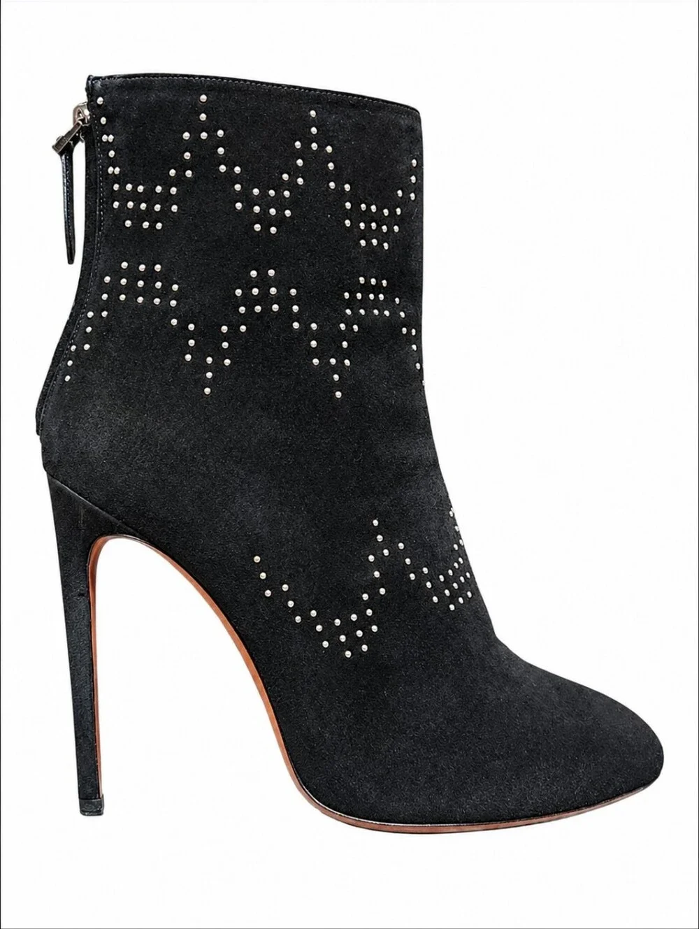 ALAIA | Black Suede Studded Stiletto Ankle Boots Size EU 40 / US 10